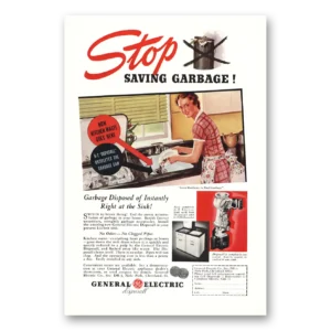 1937 General Electric Garbage Disposal Print Ad | Ge Saving Garbage