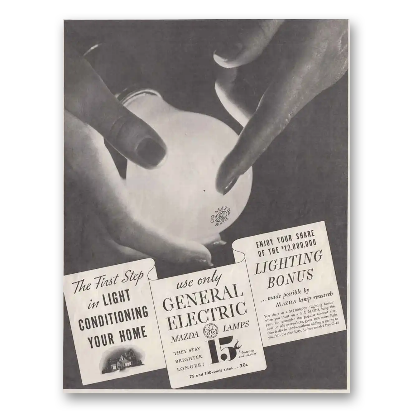 1937 Mazda Lamps Print Ad | Light Conditioning