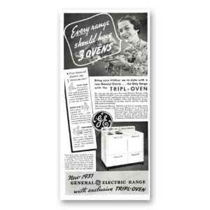 1937 General Electric Range Print Ad | Ge 3 Ovens