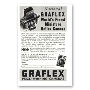 1937 Graflex Cameras Print Ad | Miniature Reflex