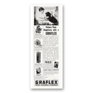 1937 Graflex Cameras Print Ad | Christmas Morning
