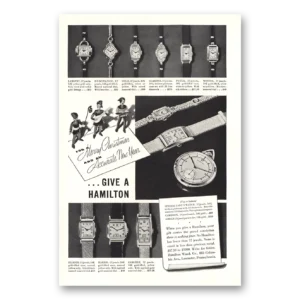 1937 Hamilton Watch Print Ad | Merry Christmas