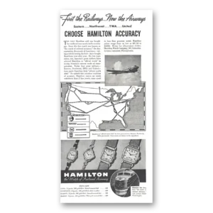 1937 Hamilton Watch Print Ad | First Railways