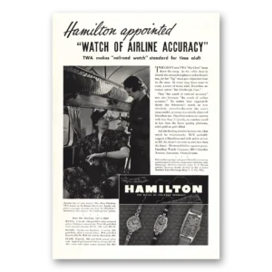 1937 Hamilton Watch Print Ad | Twa Watch