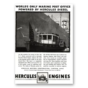 1937 Hercules Engines Print Ad | Marine Post Office