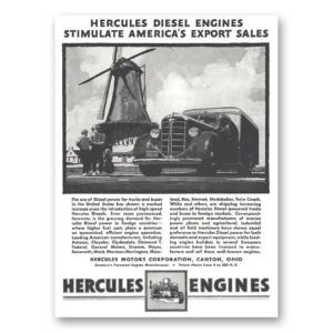 1937 Hercules Engines Print Ad | Export Sales