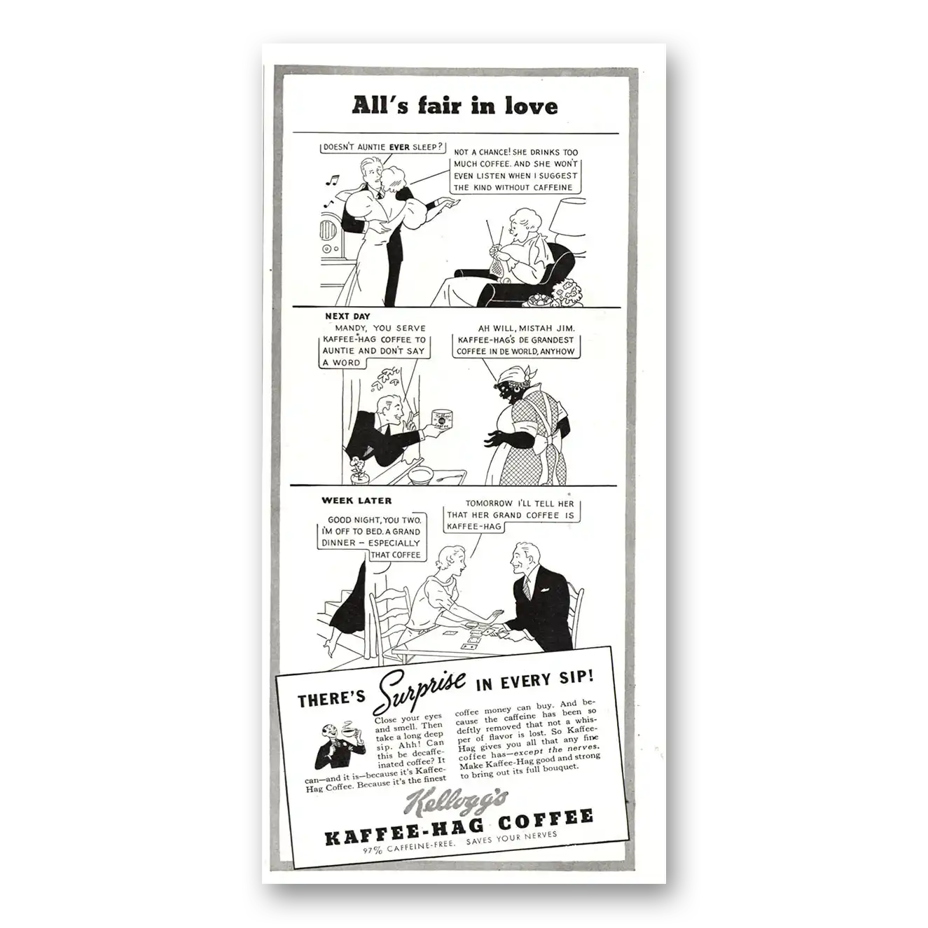 1937 Kaffee Hag Coffee Print Ad | Mistah Jim