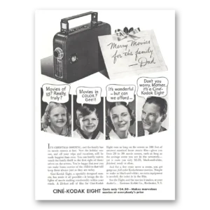1937 Cine Kodak Eight Camera Print Ad | Merry Movies