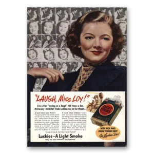 1937 Lucky Strike Cigarettes Print Ad | Myrna Loy