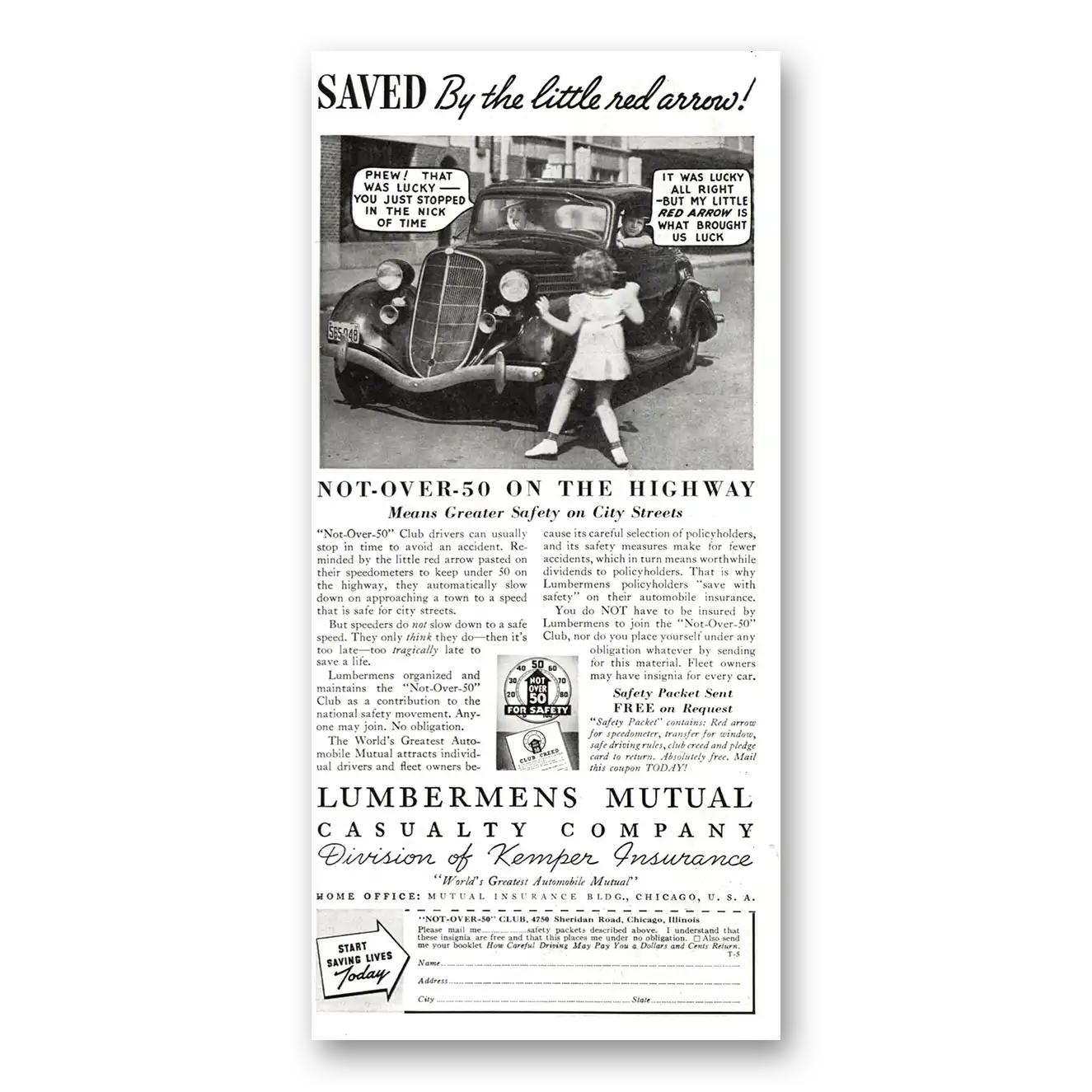 1937 Lumbermens Mutual Casualty Print Ad | Little Red Arrow