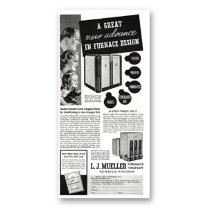 1937 L J Mueller Furnace Print Ad | Furnace Design
