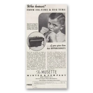 1937 Musette Piano Print Ad | Jig Time