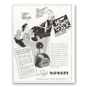 1937 Nonspi Deoderant Print Ad | Women Talk