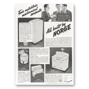 1937 Norge Appliances Print Ad | Mechanical Servants