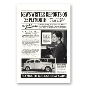1937 Plymouth Touring Sedan Print Ad | Miss Warren
