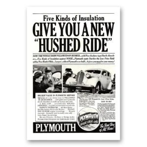 1937 Plymouth Sedan Print Ad | Hushed Ride