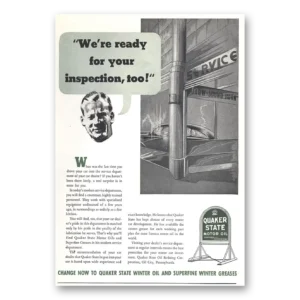 1937 Quaker State Motor Oil Print Ad | Inspection
