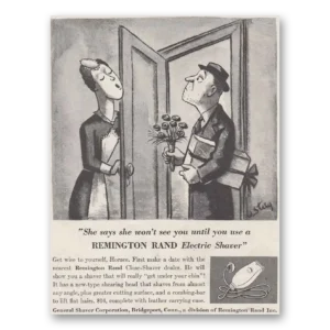 1937 Remington Rand Electric Shaver Print Ad | Won't See You