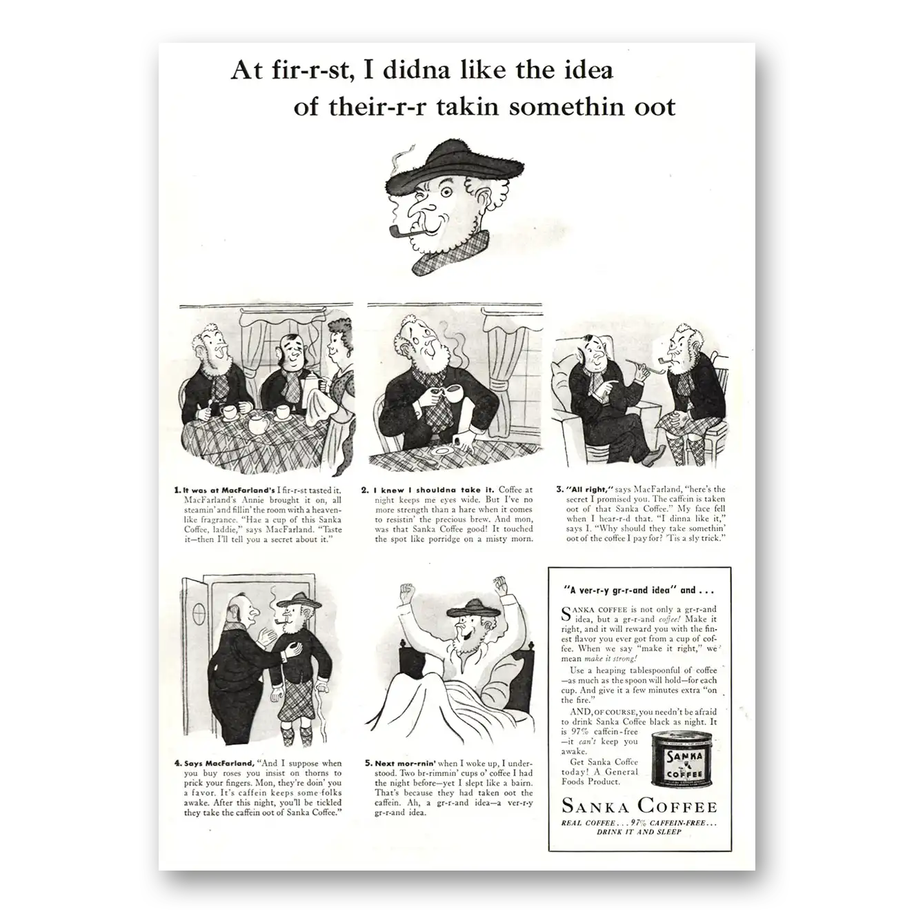 1937 Sanka Coffee Print Ad | Didna Like Idea