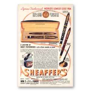 1937 Sheaffers Fountain Pen Print Ad | Sweet Performance
