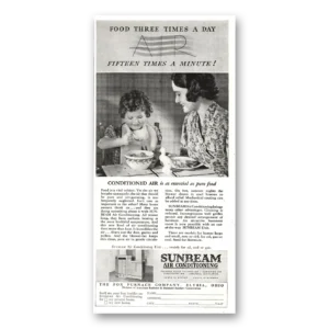 1937 Sunbeam Air Conditioning Print Ad | Food Three