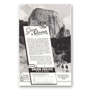1937 Union Pacific Railroad Print Ad | Great White Throne