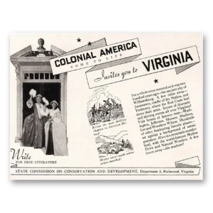 1937 Virginia Print Ad | Colonial America