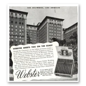 1937 Webster Cigars Print Ad | Biltmore Los Angeles
