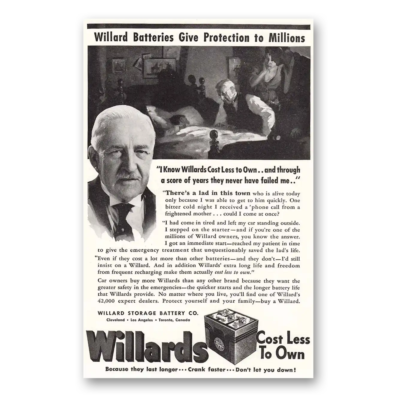 1937 Willard Storage Battery Print Ad | Lad This Town