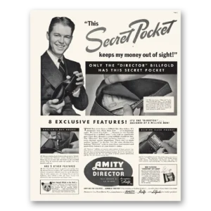 1938 Amity Leather Billfold Print Ad | Secret Pocket