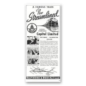 1938 Baltimore and Ohio Railroad Print Ad | Capitol Limited