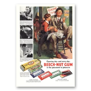 1938 Beech Nut Gum Print Ad | Opening Day Baseball
