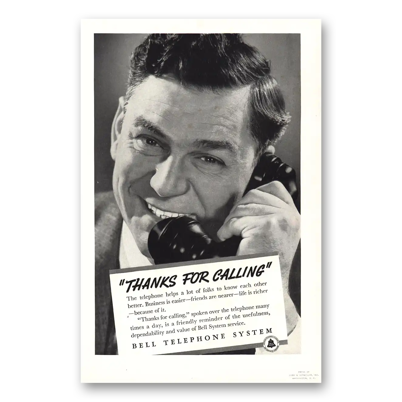 1938 Bell Telephone Print Ad | Thanks For Calling