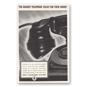 1938 Bell Telephone Print Ad | Biggest Value