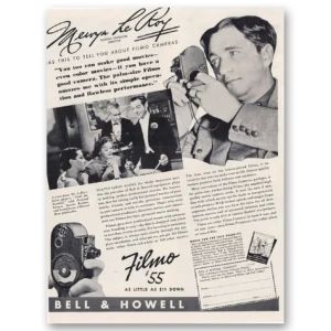 1938 Filmo Camera Print Ad | Merwyn Leroy