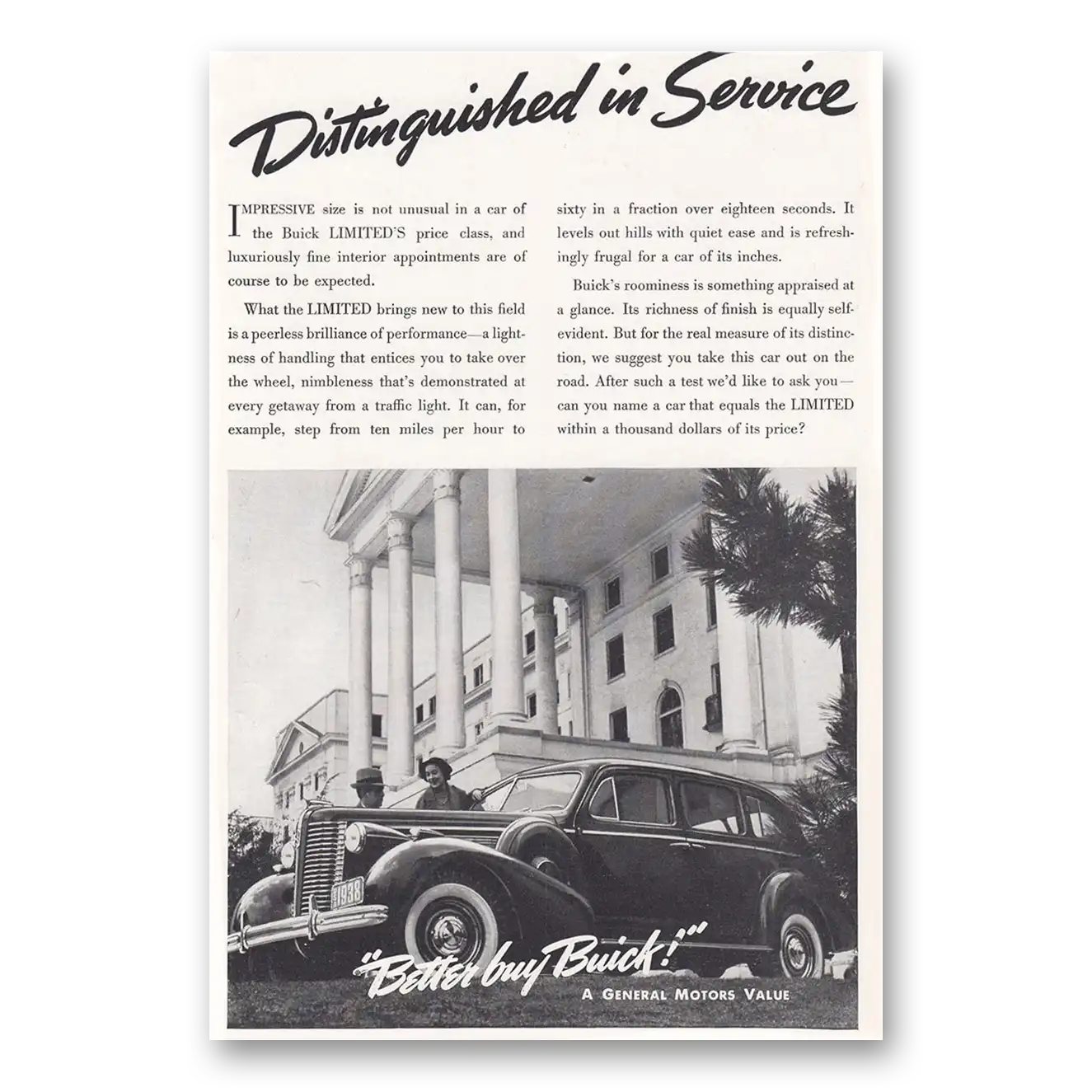 1938 Buick Print Ad | Distinguished