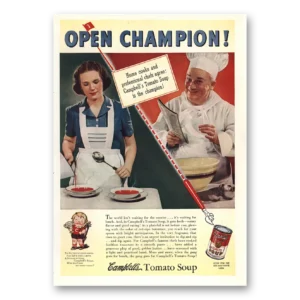 1938 Campbells Tomato Soup Print Ad | Open Champion