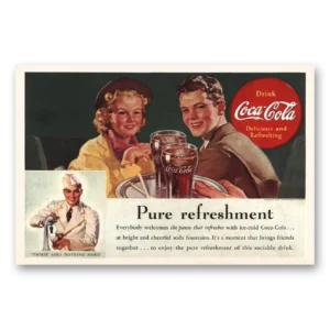 1938 Coca Cola Print Ad | Pure Refreshment