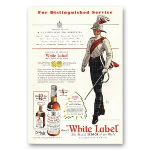 1938 Dewars White Label Print Ad | Distinguished Service