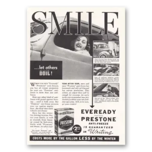 1938 Eveready Prestone Print Ad | Anti Freeze