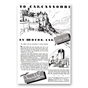 1938 French Line Print Ad | Carcassonne