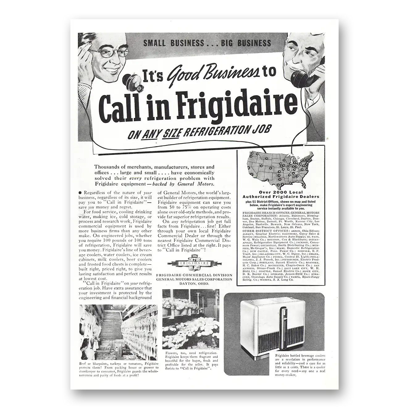 1938 Frigidaire Print Ad | Any Size Refrigeration Job