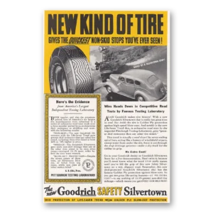 1938 Goodrich Silvertown Tires Print Ad | New Kind Tire