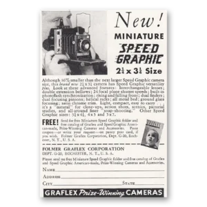 1938 Graflex Cameras Print Ad | Miniature Speed