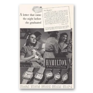 1938 Hamilton Watch Print Ad | Letter