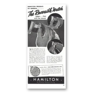 1938 Hamilton Watch Print Ad | Reversible Watch