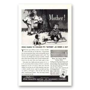 1938 John Hancock Insurance Print Ad | Cradle To College