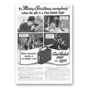1938 Cine Kodak Eight Camera Print Ad | Merry Christmas