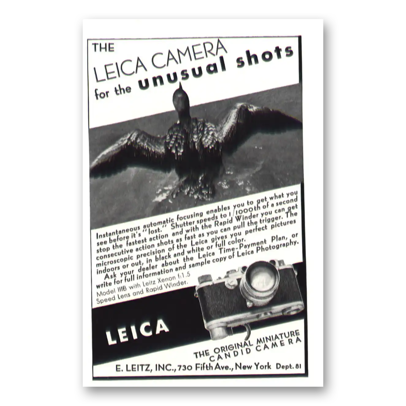 1938 Leica Cameras Print Ad | Unusual Shots