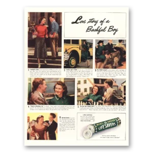 1938 Life Savers Print Ad | Love Story Bashful Boy